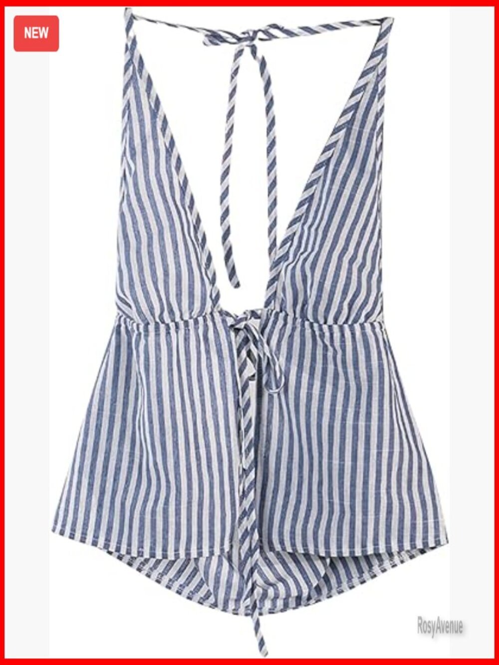 Striped Tie Front Halter Tank Top Sleeveless Summer Cami